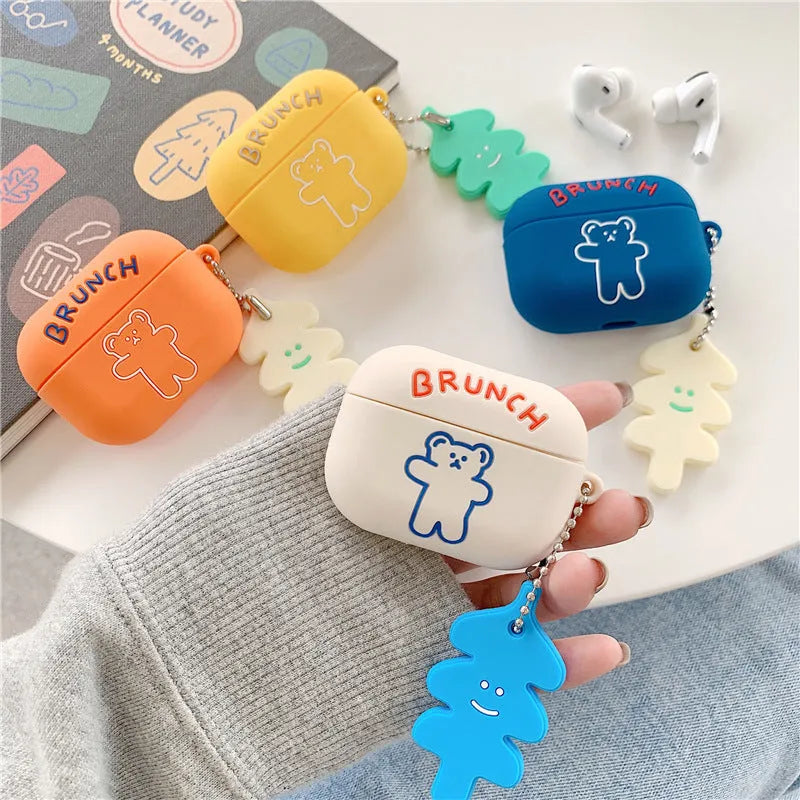 Clamshell silicone protective case for AirPods Pro3 AirPods 1 2 solid colour blue white orange yellow