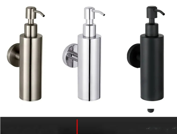 Stainless steel wall-mounted manual soap dispenser in brushed finish for commercial bathrooms