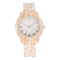 Wood grain retro quartz watch for couples with silicone strap in beige, brown, grey, red or white