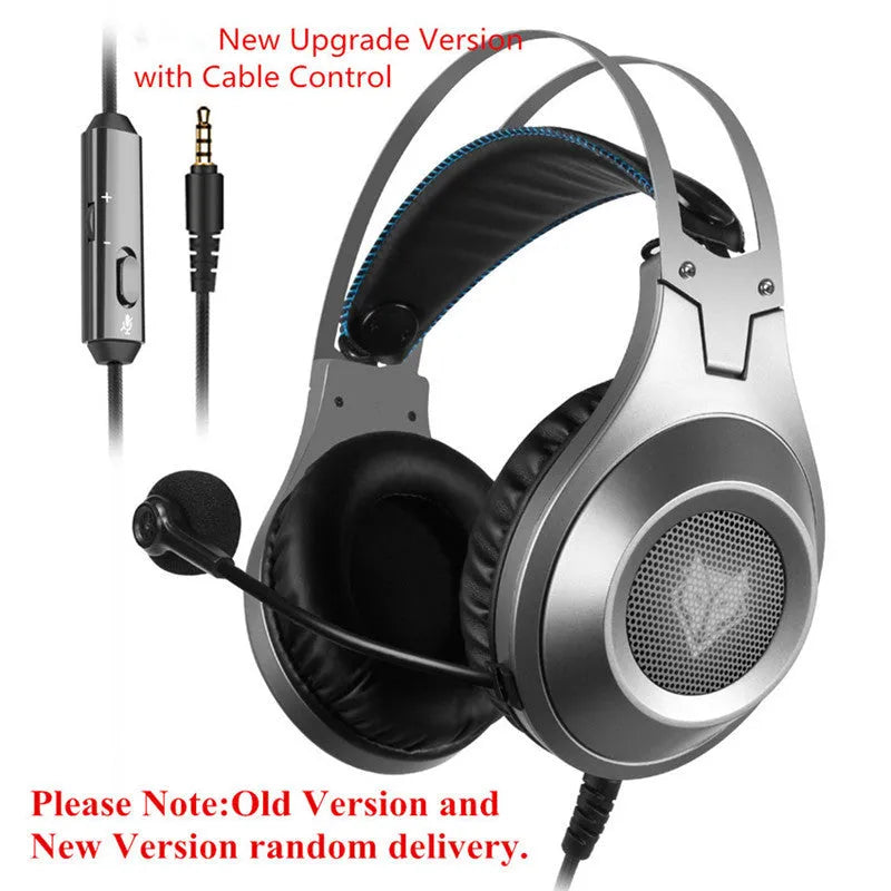 Black over-ear USB wired computer headset with microphone on a PC desktop