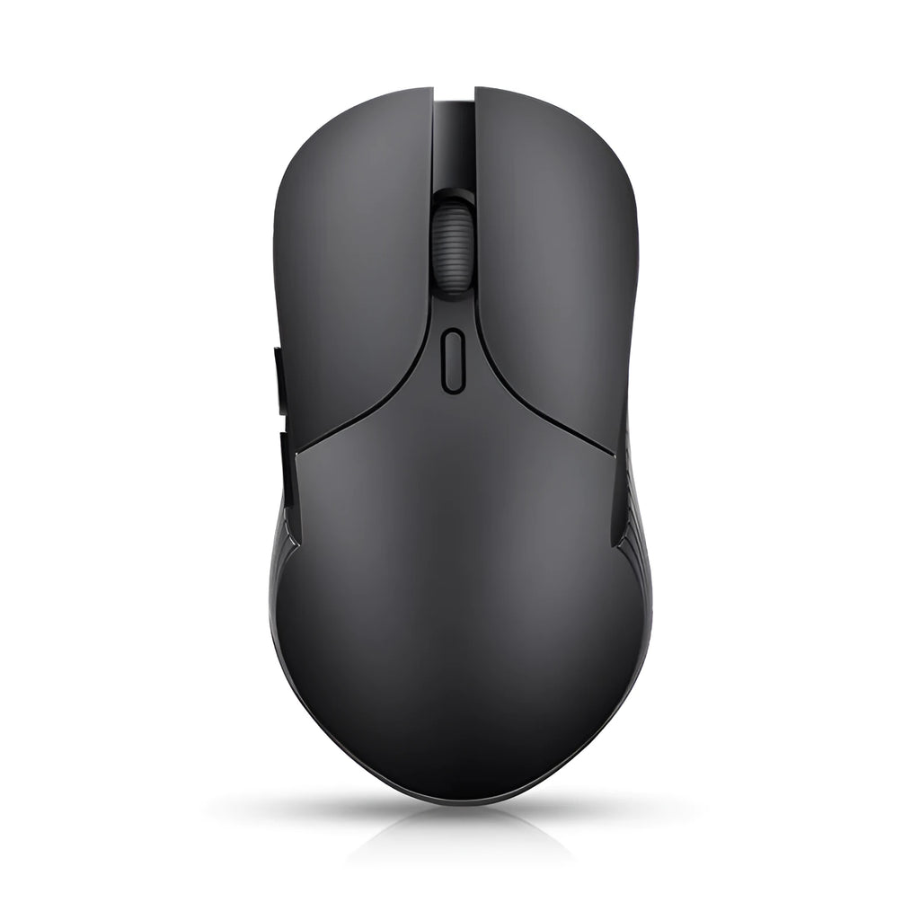 Blue smart voice mouse with translation function showing dimensions and wireless receiver