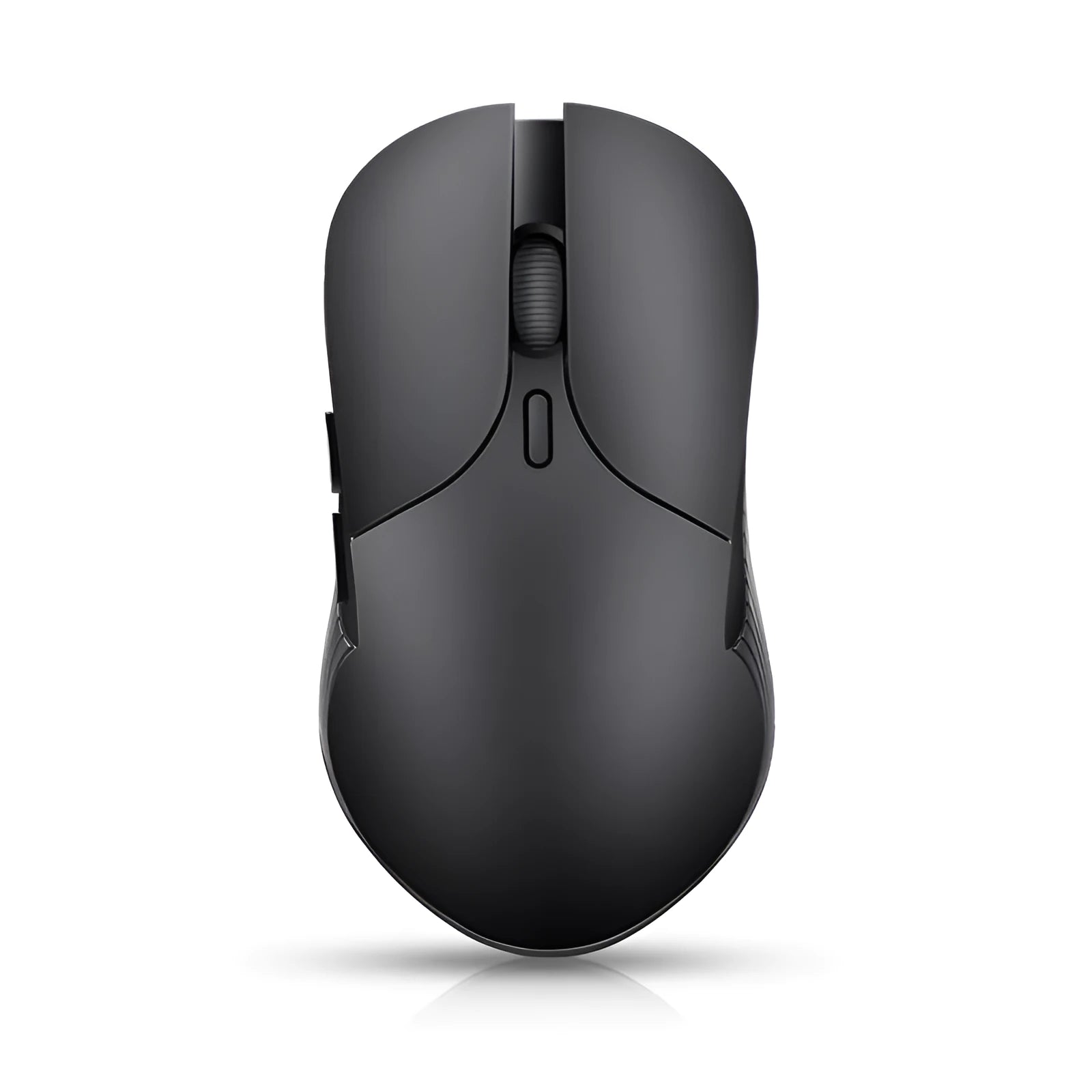 Blue smart voice mouse with translation function showing dimensions and wireless receiver
