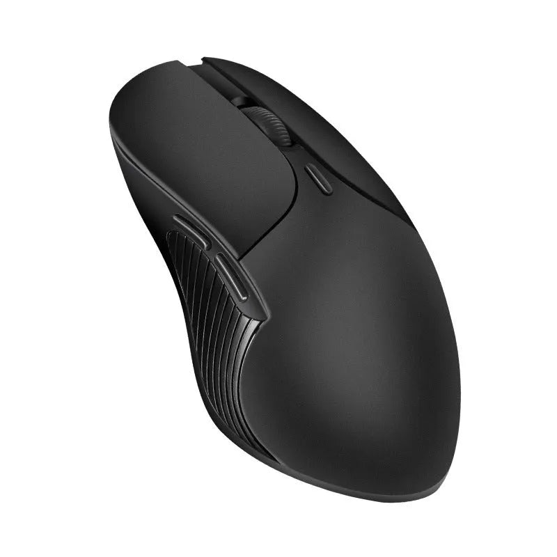 Blue smart voice mouse with translation function showing dimensions and wireless receiver