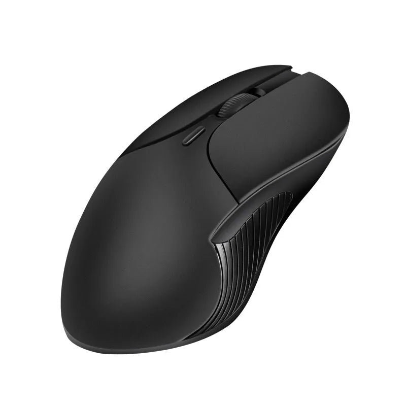 Blue smart voice mouse with translation function showing dimensions and wireless receiver
