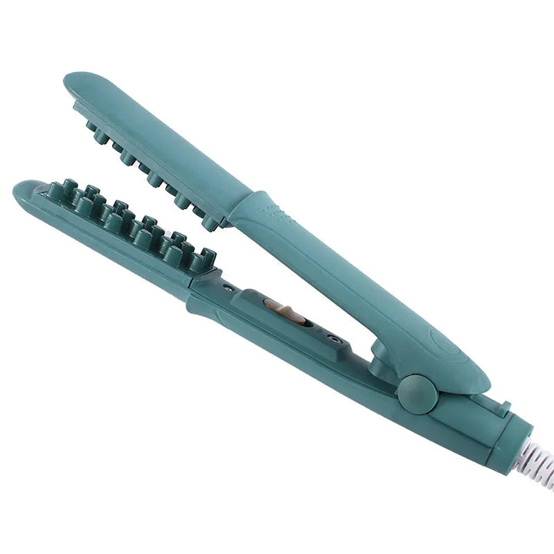 Electric curling iron with corn perm splint and tourmaline ceramic barrel in dark green