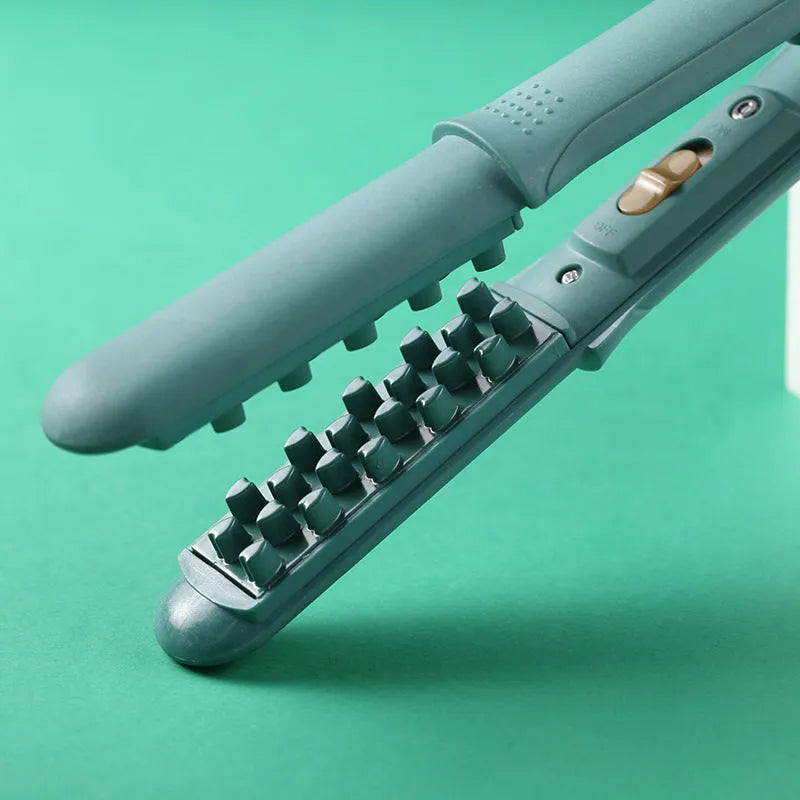 Electric curling iron with corn perm splint and tourmaline ceramic barrel in dark green