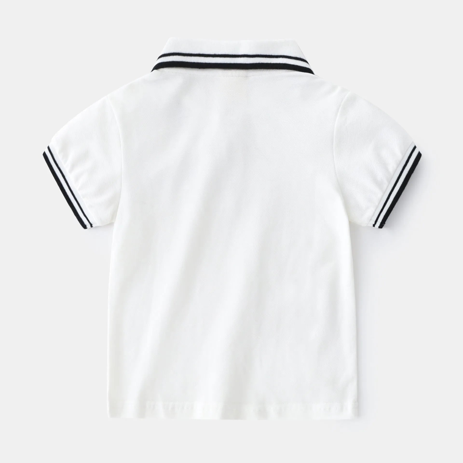 Boys' black cotton polo shirt with short sleeves and round neck for summer wear
