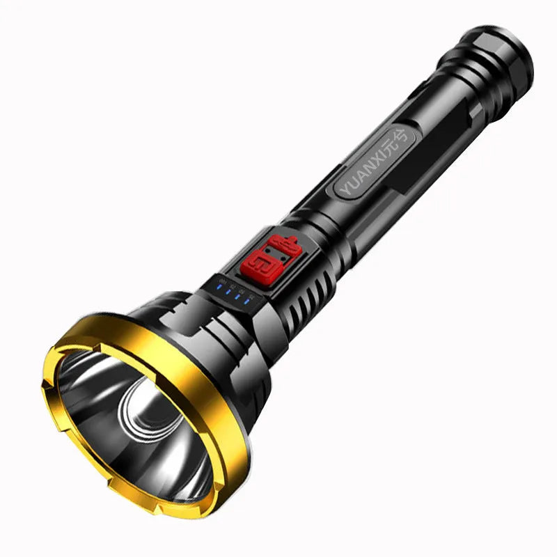 90000LM LED flashlight tactical torch USB rechargeable super bright ABS black head ring colour box