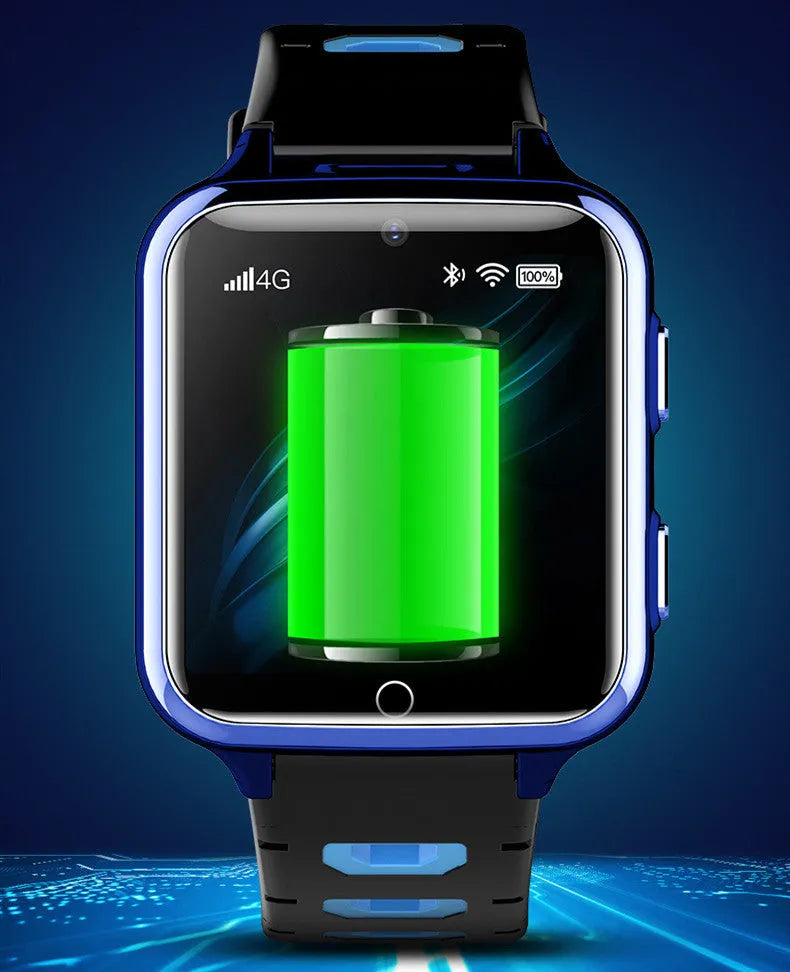 Children's smart watch with colour touch screen on a silicone wristband.