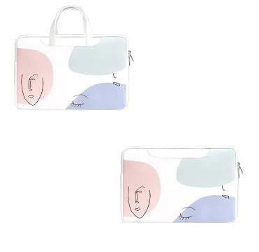 Blue waterproof PU leather laptop bag for a 15.6-inch notebook with a soft handle and zipper.