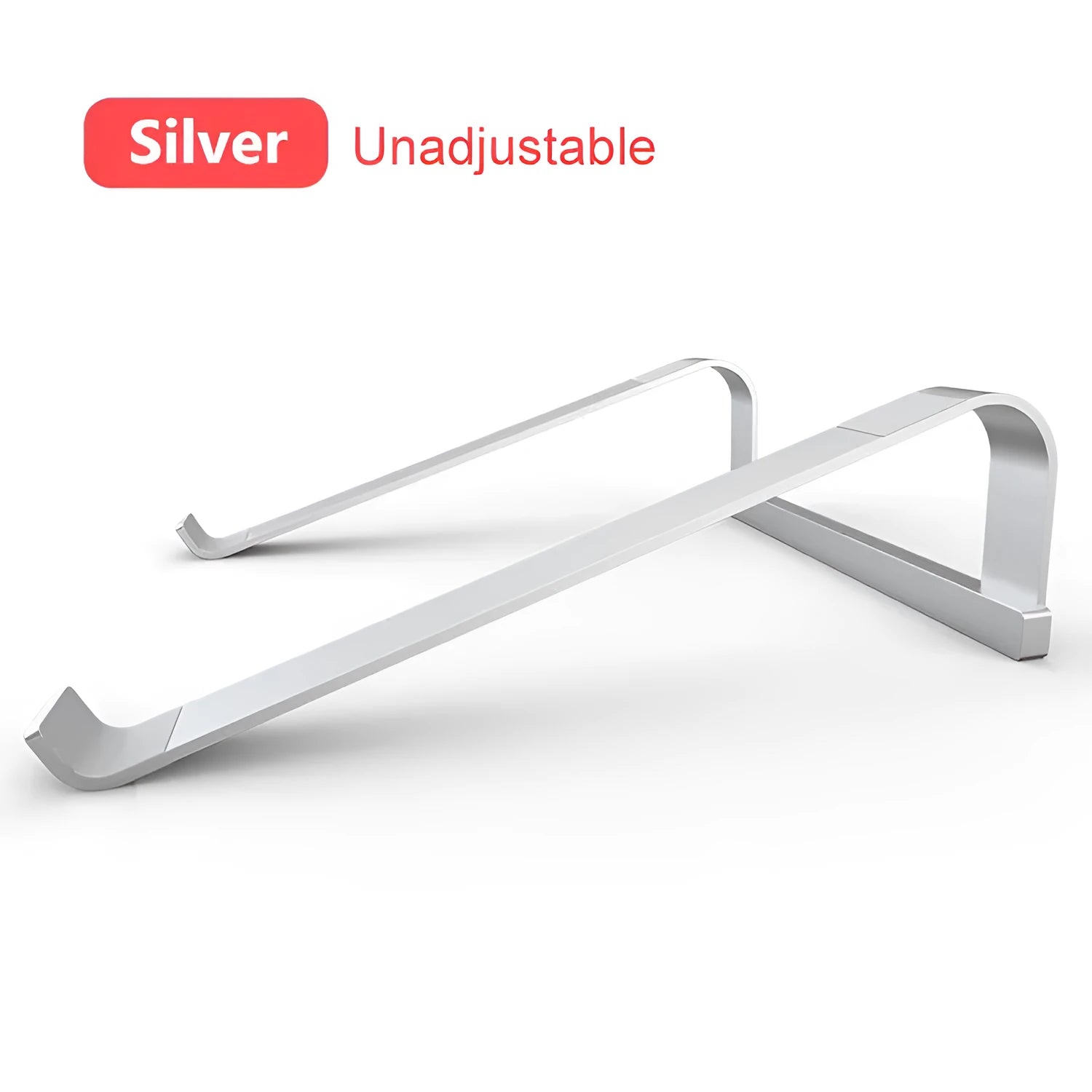 Aluminium alloy laptop air stand in silver hollowed out design supporting a notebook computer