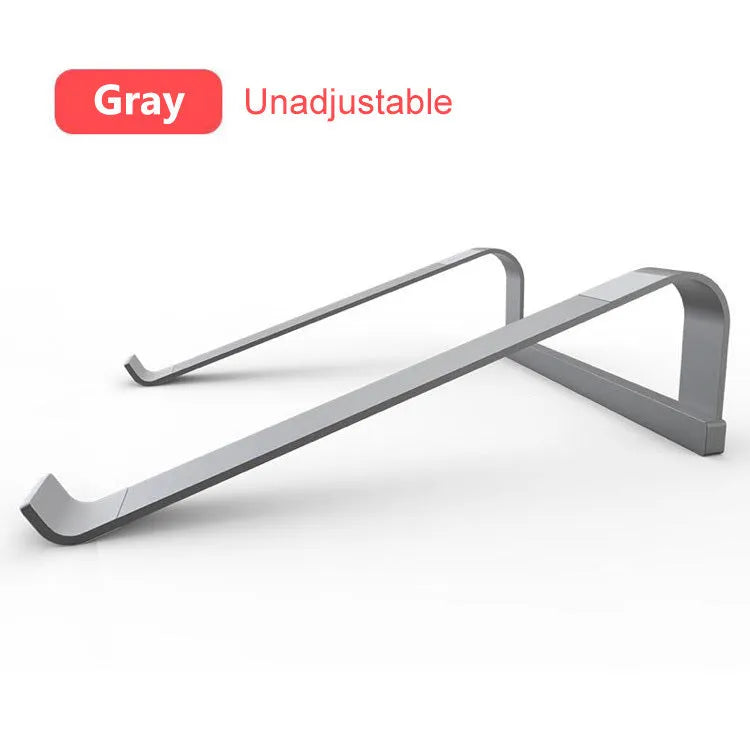 Aluminium alloy laptop air stand in silver hollowed out design supporting a notebook computer