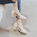 Women's apricot suede D'Orsay flats with ankle strap and 3cm low heel