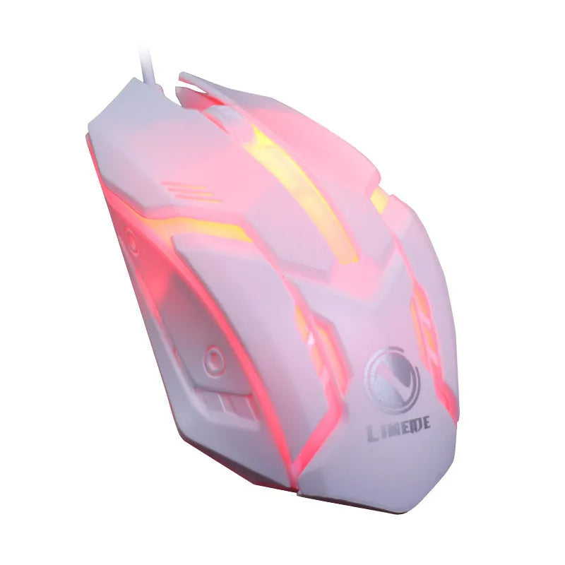 Wired USB optical computer mouse with colourful glow lighting and three-button design