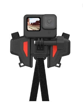 Black universal GoPro motorcycle helmet chin strap mount for action cameras