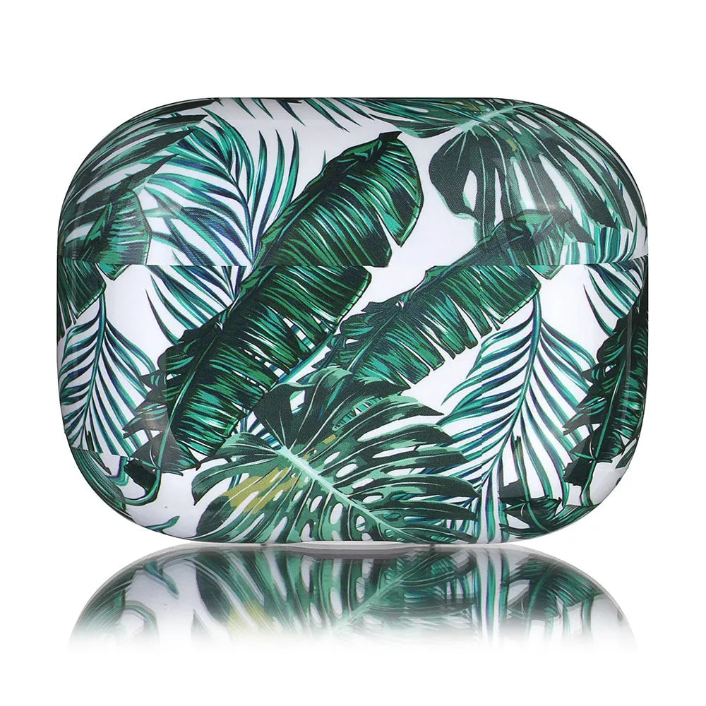 Blue and green banana leaves design TPU protective case for Apple AirPods and AirPods Pro