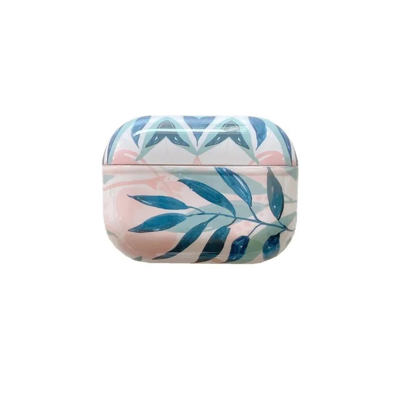 Blue and green banana leaves design TPU protective case for Apple AirPods and AirPods Pro