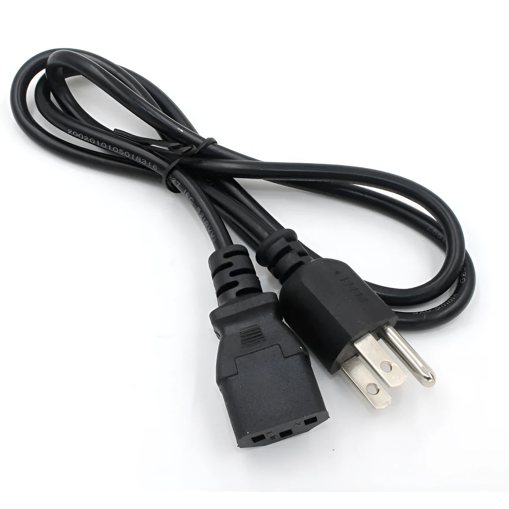Black US plug power cord with 1.2m length and pure copper three-core construction