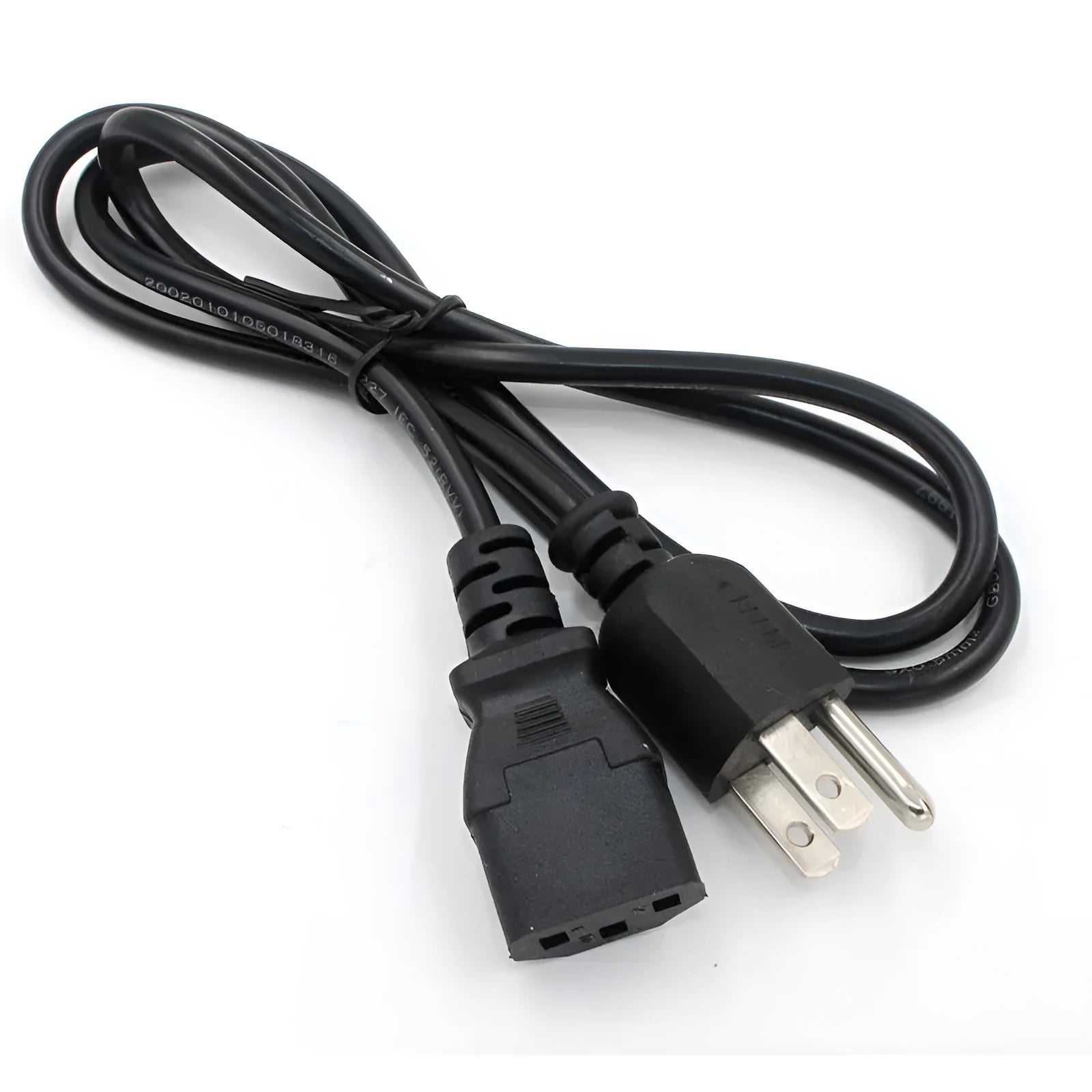 Black US plug power cord with 1.2m length and pure copper three-core construction