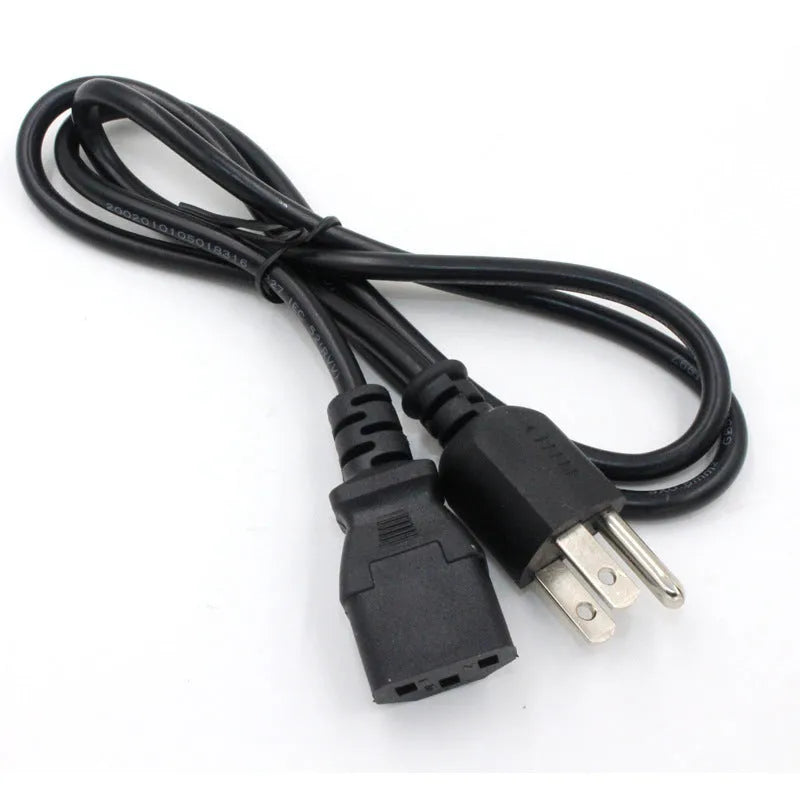 Black US plug power cord with 1.2m length and pure copper three-core construction