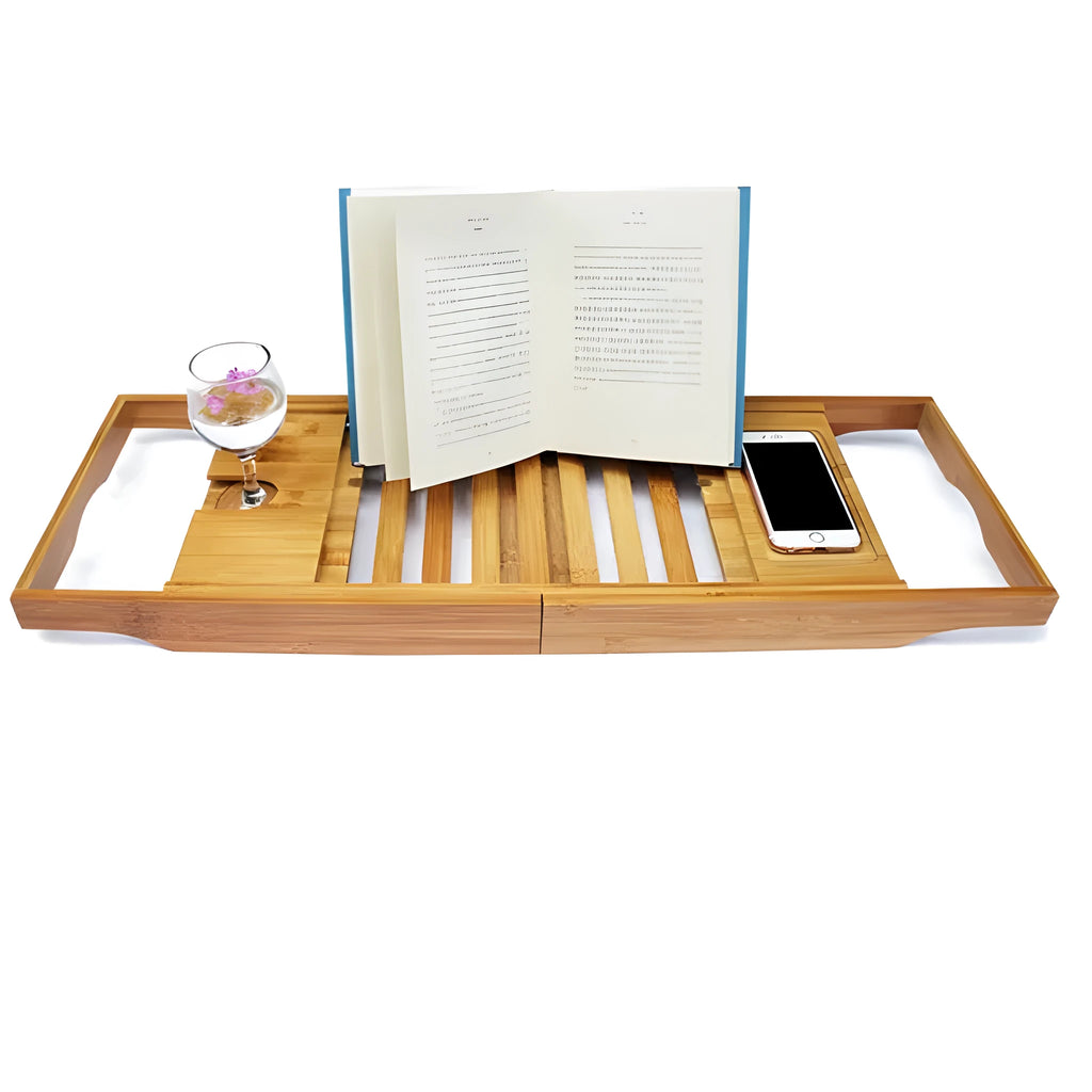 Bamboo bathtub frame desktop storage shelf with one tier for bathroom organisation