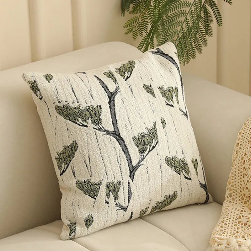45x45cm jacquard woven cushion cover with a retro floral and plant pattern in a choice of eight colours.