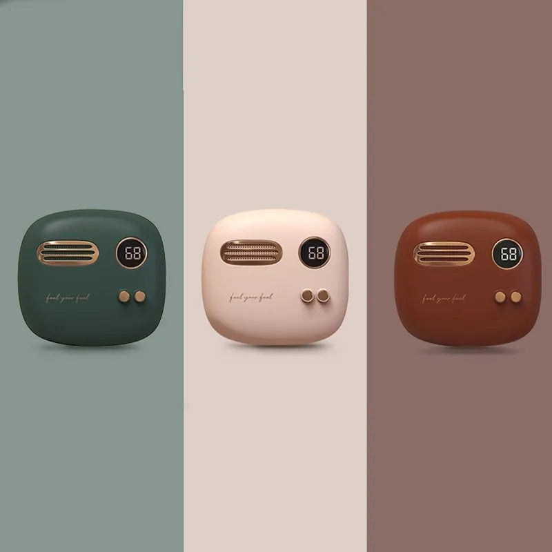 2-in-1 retro hand warmer power bank 5000mAh with digital temperature display in Chie Purple colour