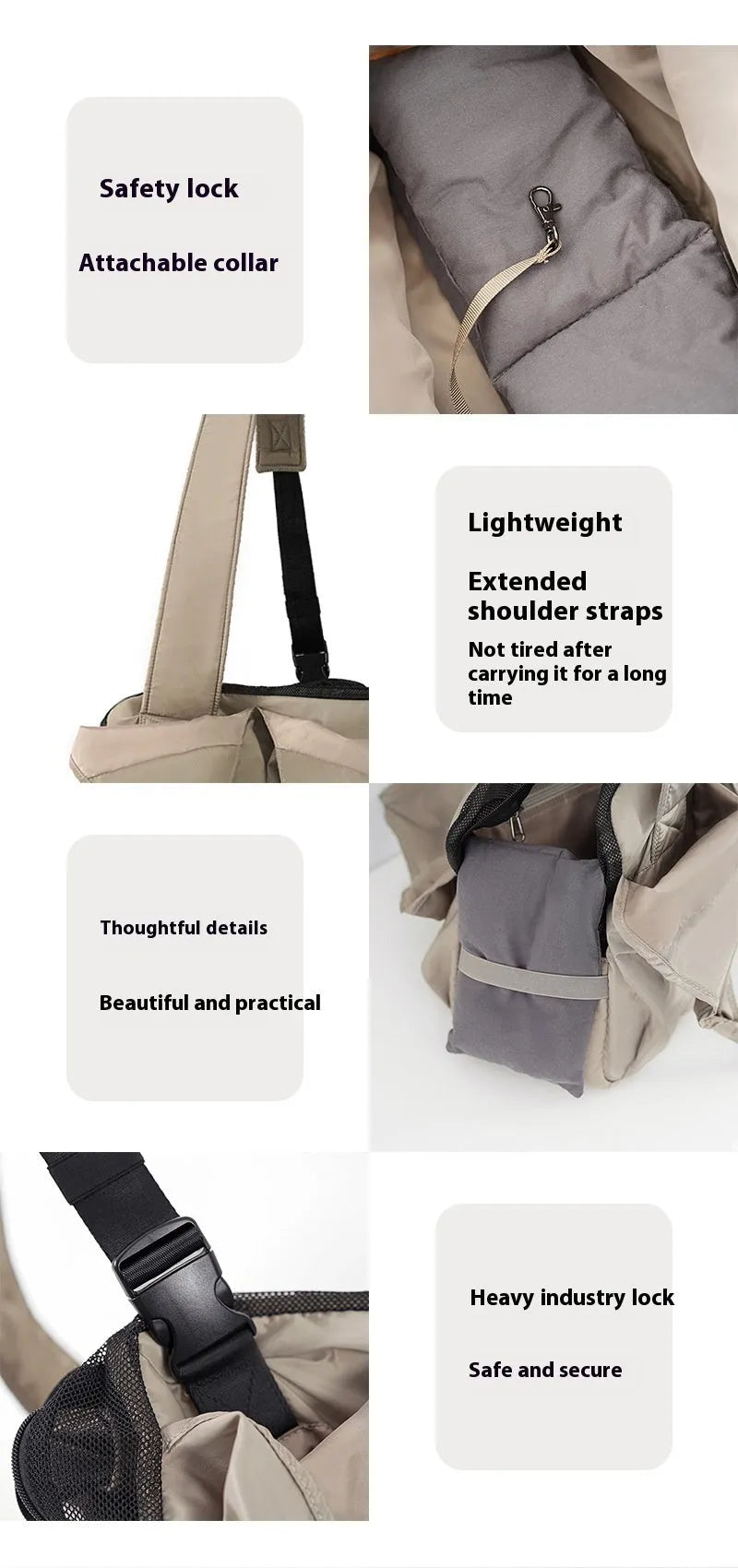 Apricot cloth pet carrier handbag showing 41 cm length and carry handle