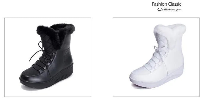 Black women's lace-up winter boots with platform sole on a white background