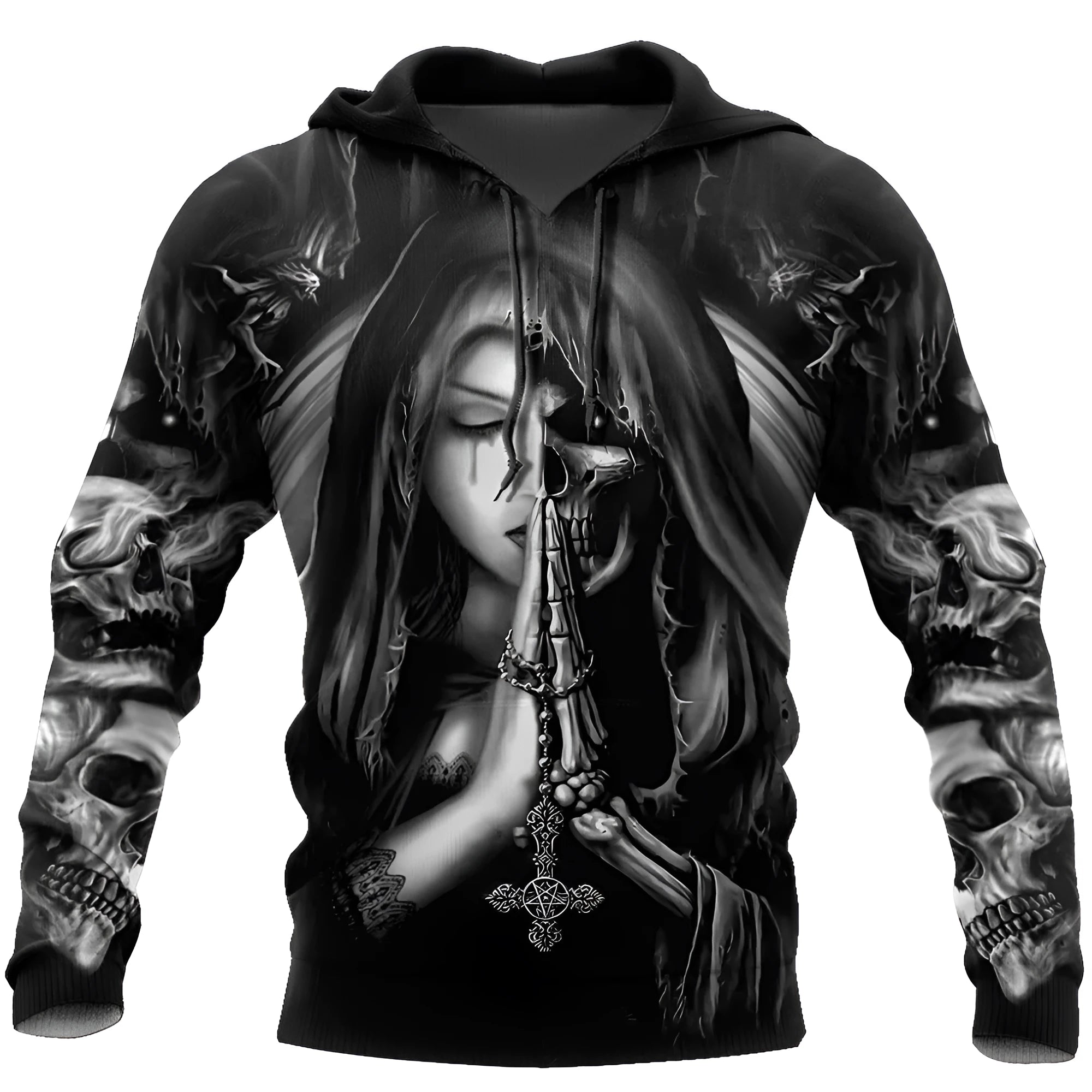 Halloween hooded sweatshirt with 3D anime skull design in available sizes S to 5XL