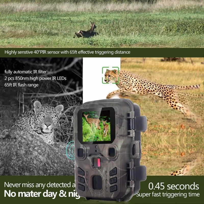 Black infrared night vision monitoring device with TF card slot and 12 megapixel sensor