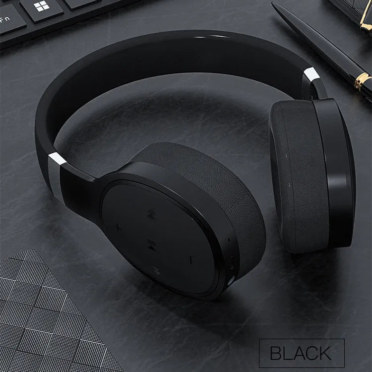Bluetooth 5.0 wireless headset in black, blue, grey, or white with 40mm speakers