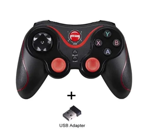 Upgraded black X3 Bluetooth wireless game controller for Android phones with attached phone clip.