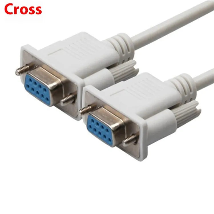 DB9 female to female RS232 serial cable, 1.5 metres long, milky white colour