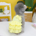 Small dog wearing princess dress with layered skirt in candy colour, suitable for thin teddy bichon breeds