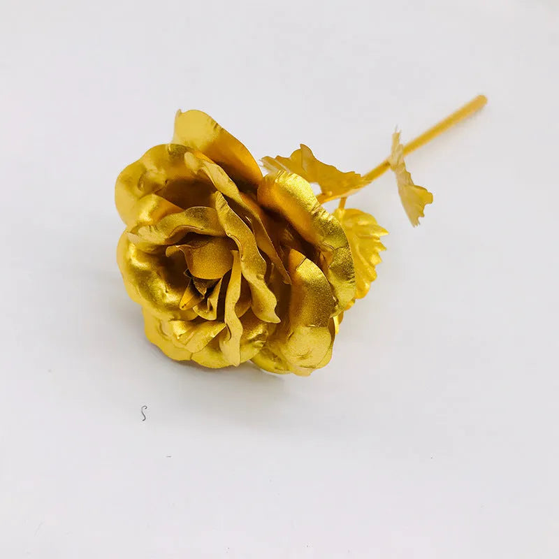 24K luminous colour gold rose flower set in gift box with tote bag