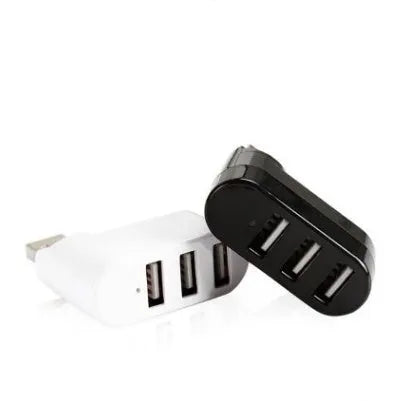 USB hub splitter with rotating spin colour design showing black and white colour options for multi-port expansion