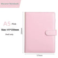 A5 PU leather zipper notebook shell in a solid colour, shown open and closed.