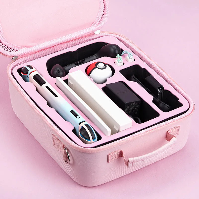 Nintendo Switch console storage bag with cat claw design, game card slots and a diagonal shoulder strap.