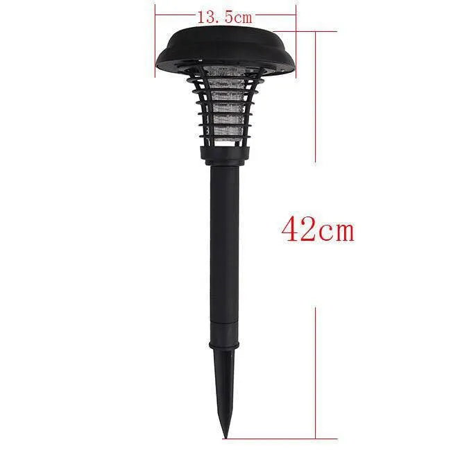 Black solar insect killing mosquito lawn lamp with UV purple light and white LED illumination