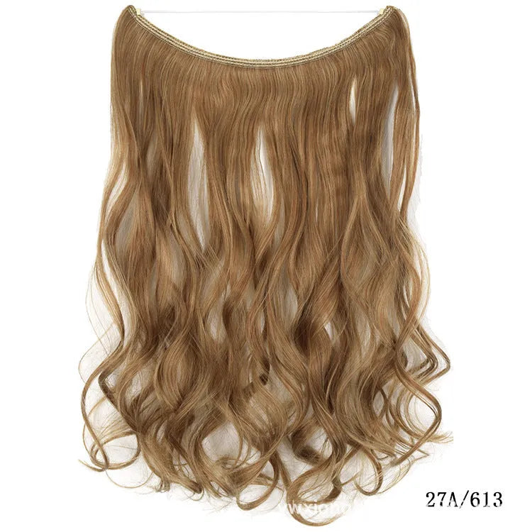 22-inch invisible wire hair extension in silky straight synthetic with no clips for natural volume