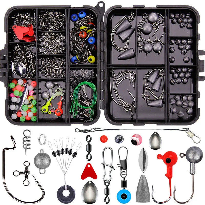 Weihe 257-piece fishing lure accessories suit in ABS storage box for Texas, sea and rock fishing