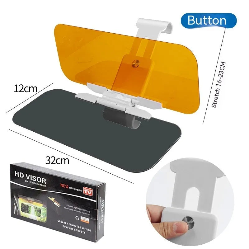Anti-high beam car sun visor with acrylic lens and telescopic installation for universal vehicle fit