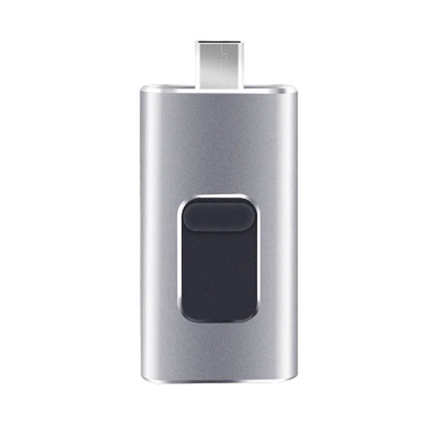 4-in-1 flash drive stick for iPhone Android Type-C USB in black, gold, rose gold, and silver finish