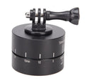 Lapse 360 degree auto rotate camera tripod head base on a black background