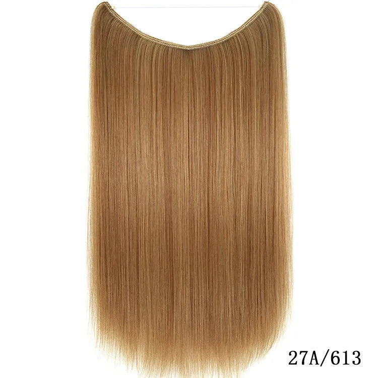 22-inch invisible wire hair extension in silky straight synthetic with no clips for natural volume
