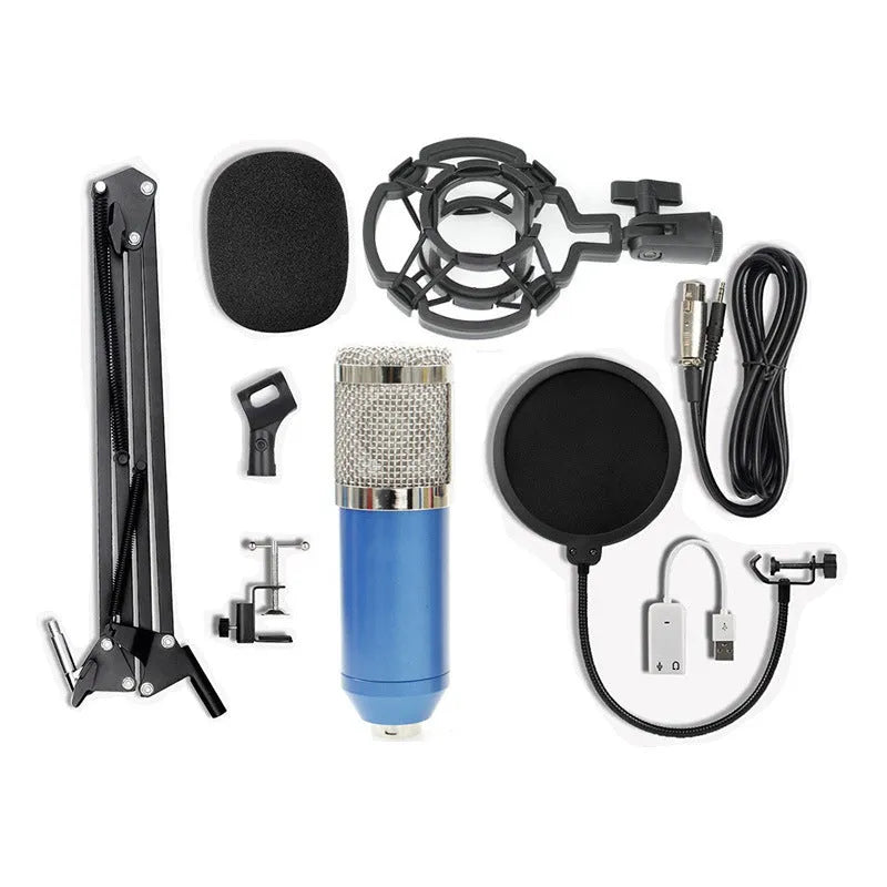BM-800 condenser microphone with stand in one of nine colour options including black, blue, gold, pink, red, silver and white