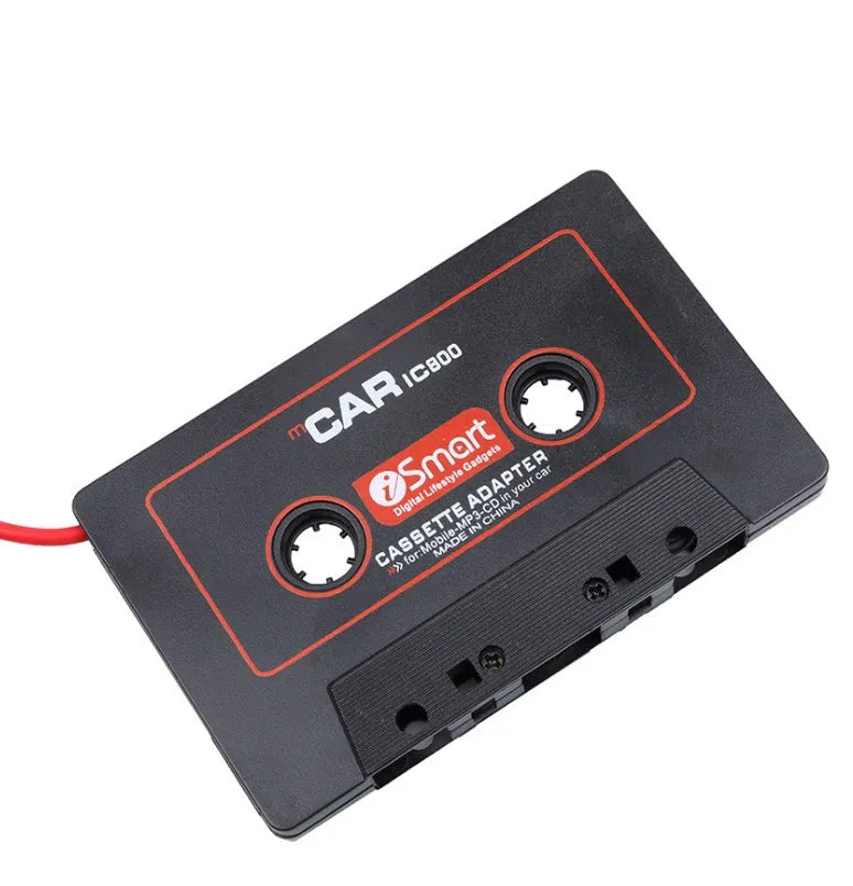 Black car cassette adapter for converting MP3 players and mobile phones to play through cassette decks