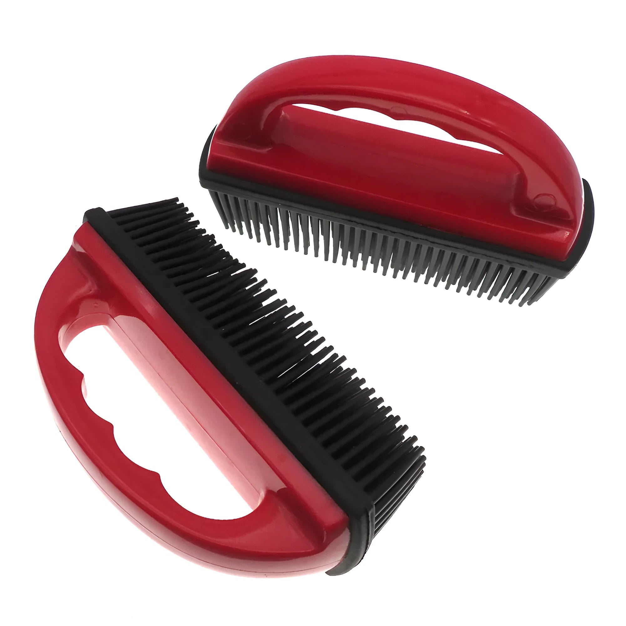 Red pet hair removal brush with 160mm by 85mm dimensions for bath and carpet use