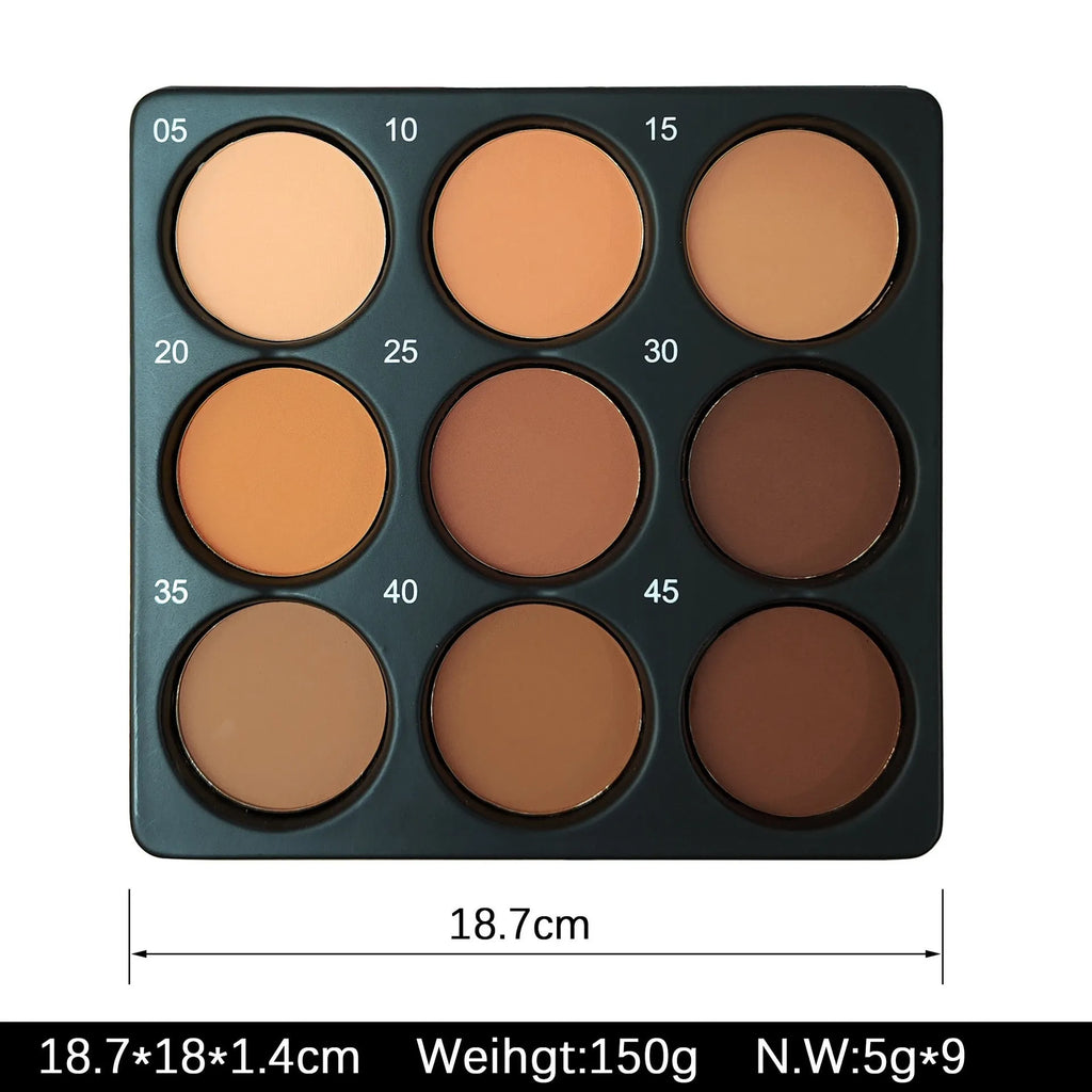 Dark matte makeup palette with nine colours for punk and fashion styles.